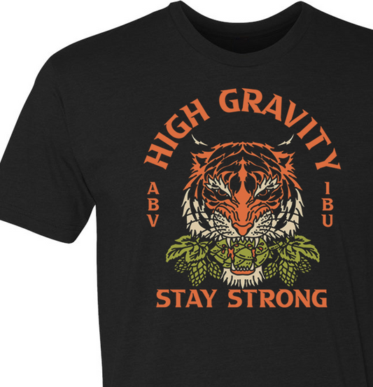 Hand printed beer graphic tee inspired by bold and strong beers