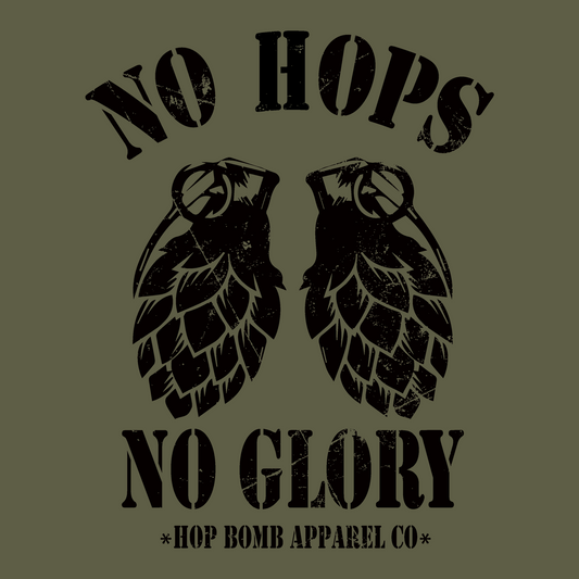 No Hops No Glory bold beer shirt for true craft beer fans