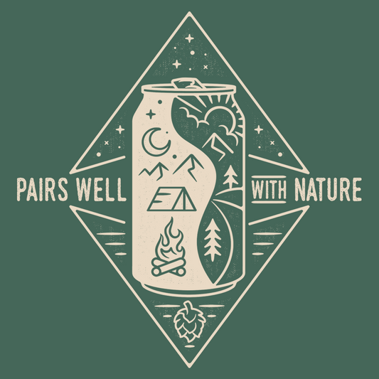 Craft beer graphic tee featuring nature and hiking design