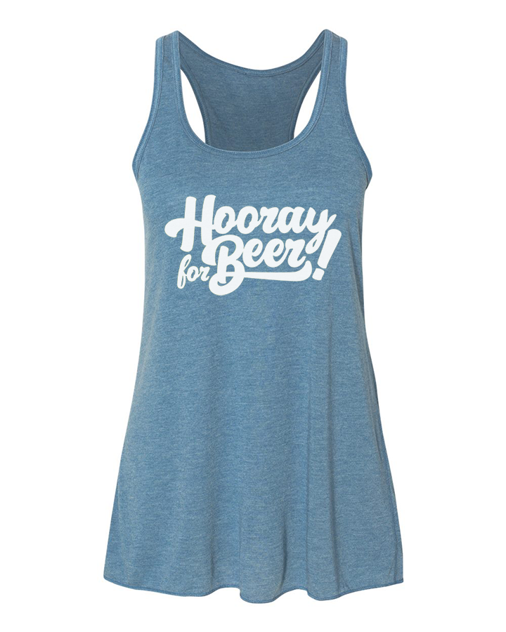 Let's celebrate Beer with this women's "Hooray for Beer" flowy racerback tank top.