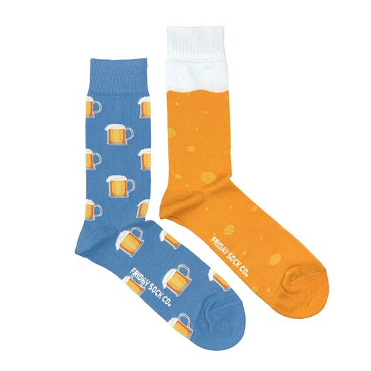 Inside Out Light Beer - Mismatched Socks The perfect beer socks to hit the bar in and wake up hung over in! Each pair of these purposely mismatched beer socks are designed in Canada, and ethically made in Italy.