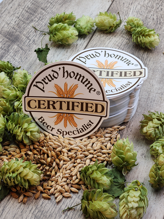 Add a little life to your beer fridge or kegerator. The intent of this 3.25" Prud'homme Beer Specialist sticker was to let others know that you have taken your "Beer Geek" adventure to a new level! All custom die cut beer stickers are made in Canada of premium waterproof vinyl.