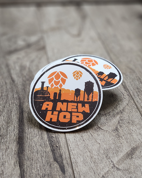 This 3.25" A New Hop beer sticker is out of this world.  It&