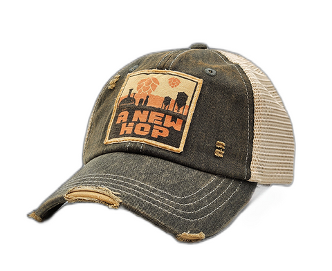 Vintage Distressed Star Wars Trucker Cap - "A New Hop" These distressed beer hats are incredibly comfortable. Most trucker caps are rigid, but these vintage unstructured caps are made of a cotton/polyester blend with a soft mesh back that makes them fit more like a "Dad Hat." Now in Canada.