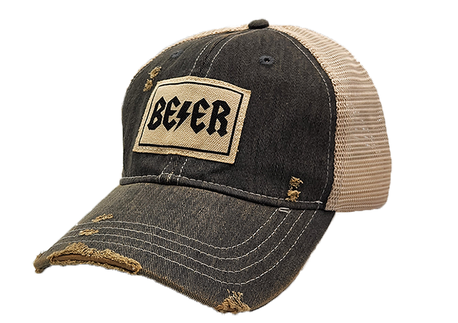BE⚡ER vintage trucker hat for beer lovers, rock music fans, concerts, and brewery visits