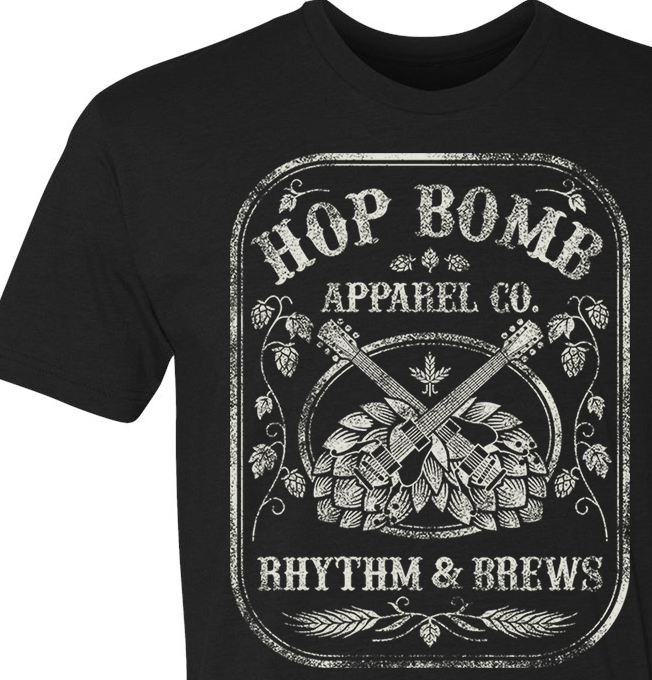 Rhythm & Brews graphic tee for craft beer lovers, live music fans, concerts, and beer festivals