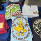 Sunshine & Beer hand printed craft beer t-shirt at brewery event, perfect for beer lovers and beach vacations