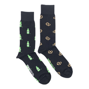Beer & Pretzels - Mismatched Socks.  There is no better pairing than a salty soft pretzel and a beer while watching the game.  Now your feet can get in on the action too.  Each pair of these purposely mismatched socks are designed in Canada, and ethically made in Italy.