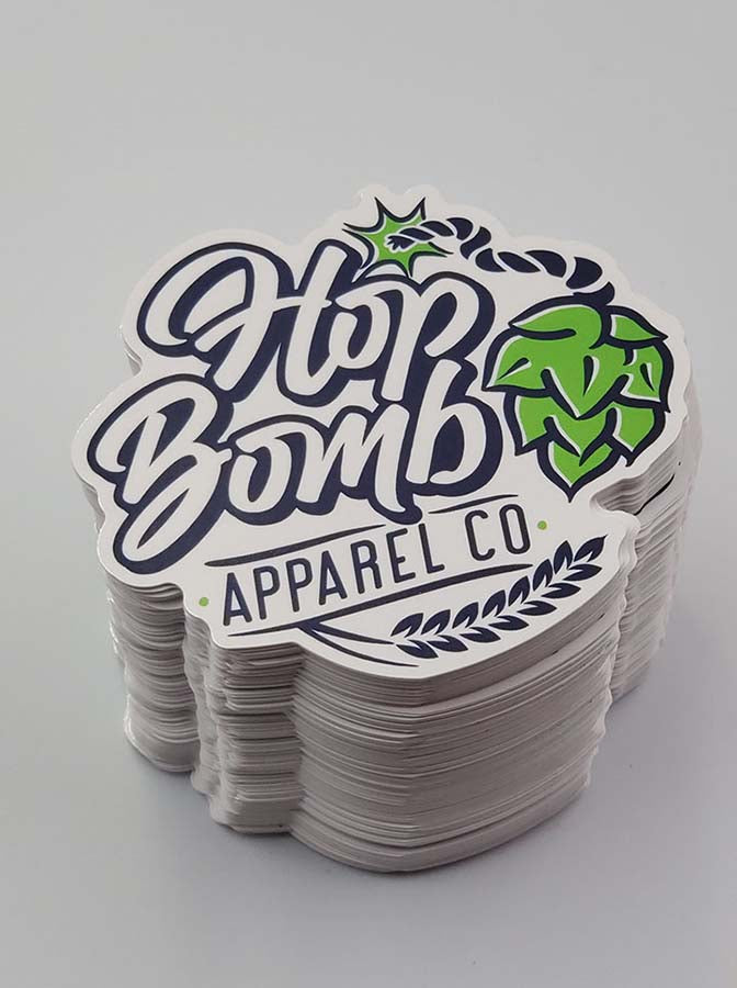 Hop Bomb Apparel Co. was created to complement you and your love of craft beer culture. Help spread the word by displaying this 3" beer sticker anywhere you enjoy drinking your craft beer. To those who display this logo - You're Da Bomb! All custom die cut beer stickers are made in Canada of premium waterproof vinyl.