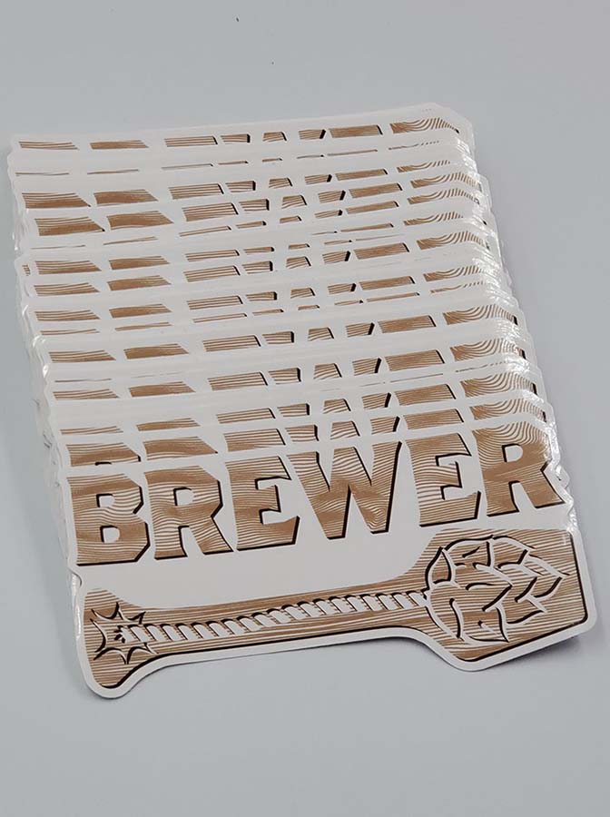 Whether you are a commercial brewer or a homebrew hobbyist, this will be your new favourite sticker. Sure, you may have to explain what a mash paddle is or a hop bomb, but these stickers are designed to create conversations. All custom die cut beer stickers are made in Canada of premium waterproof vinyl.