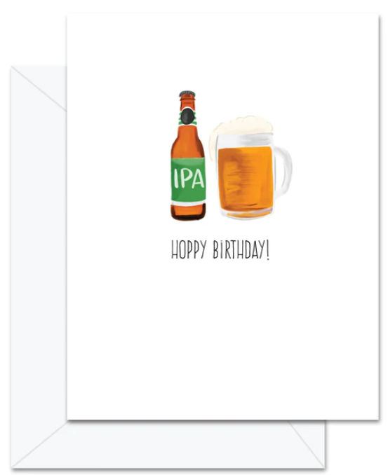 Hoppy Birthday! The perfect gifts for the craft beer lovers in your life.  Beer themed greeting cards for birthdays, Father's day and Christmas. Professionally printed in Canada.